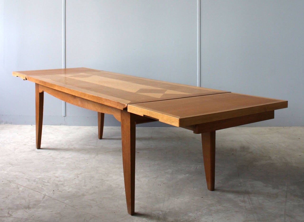 Fine French Art Deco Oak Table by P. Bloch and Charles Dudouyt  For Sale 1