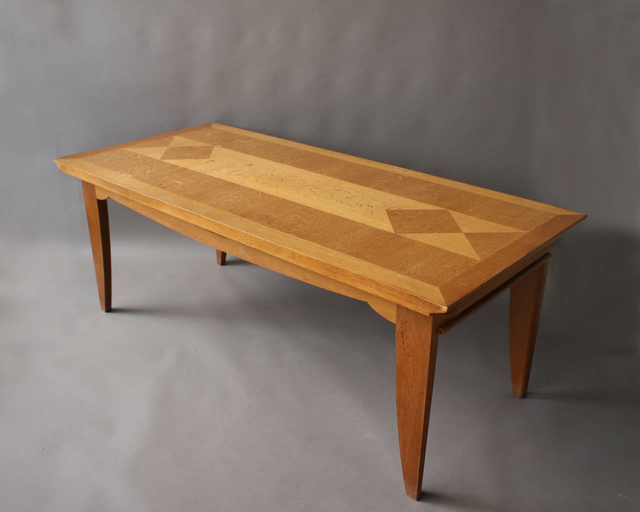 Mid-20th Century Fine French Art Deco Oak Table by P. Bloch and Charles Dudouyt  For Sale