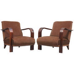 Pair of French Art Deco Armchairs by Robert Block