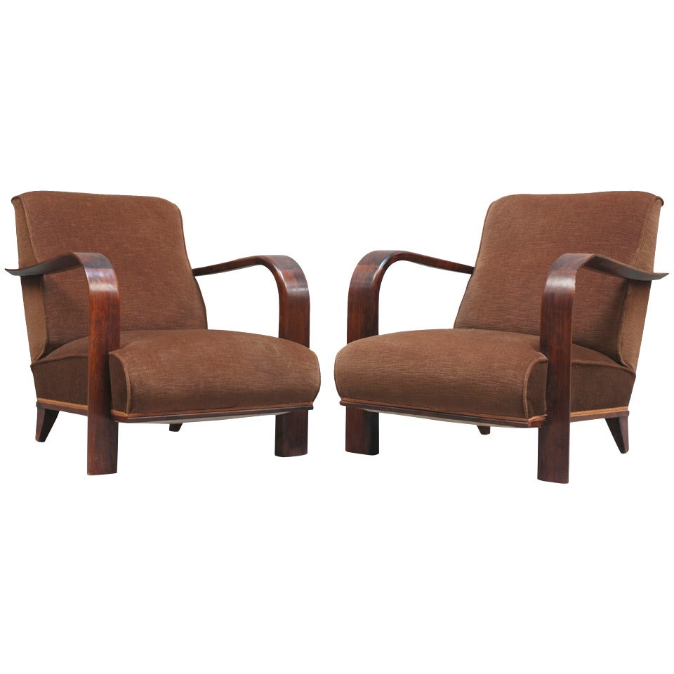 Pair of French Art Deco Armchairs by Robert Block