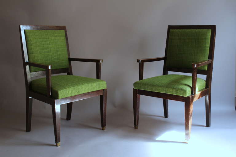 A Pair of French Art Deco Desk or Bridge Armchairs For Sale 3