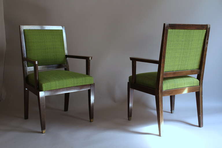 A Pair of French Art Deco Desk or Bridge Armchairs For Sale 4