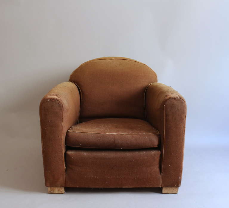 Art Deco Pair of Club Armchairs by Adnet