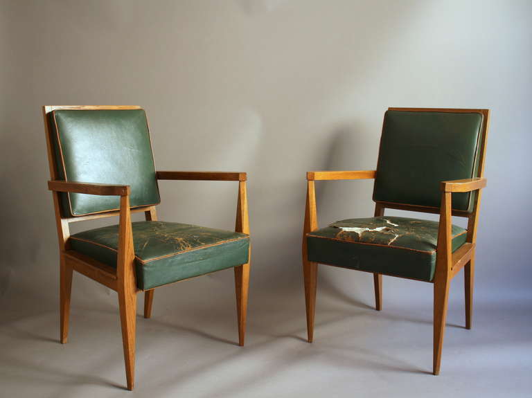 Pair of oak armchairs by Maxime Old.
 