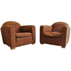 Pair of Club Armchairs by Adnet