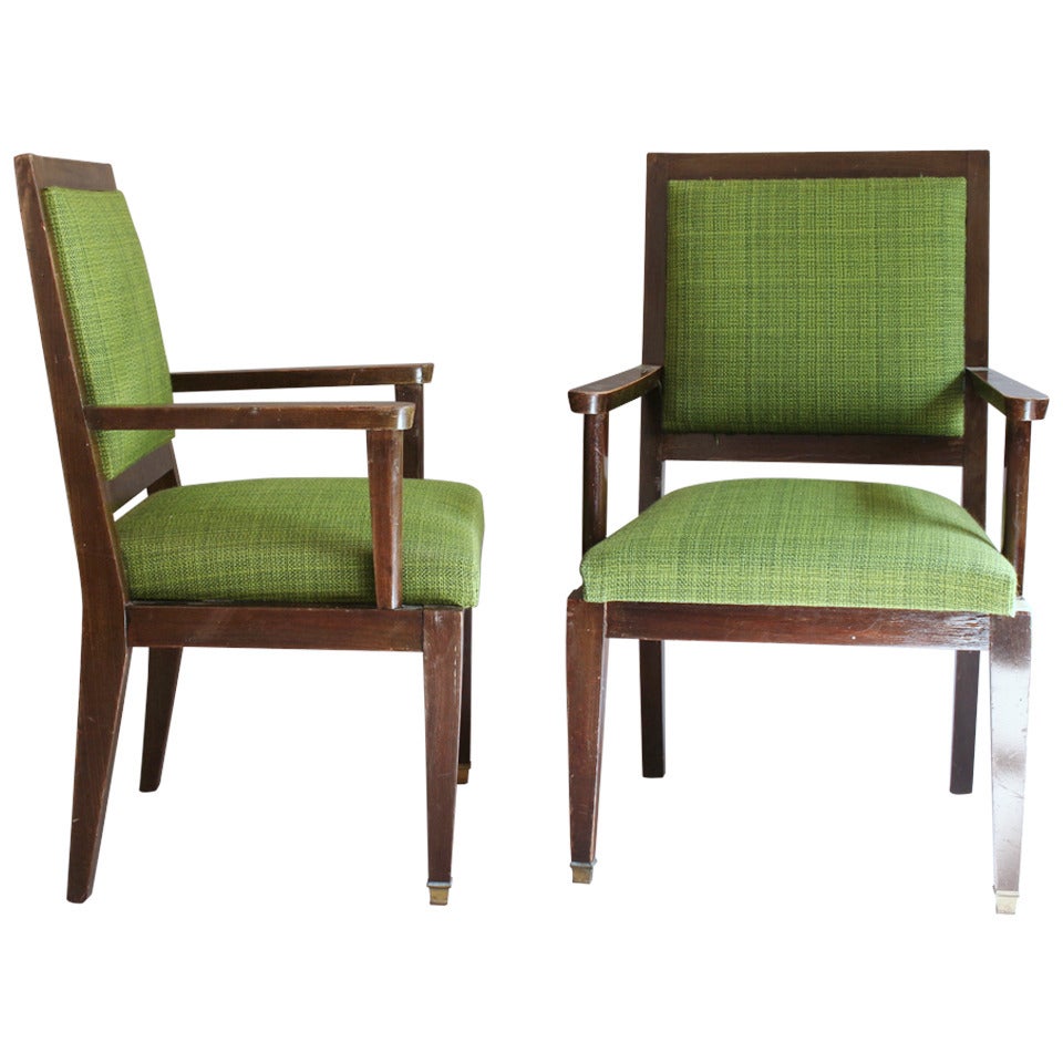 A Pair of French Art Deco Desk or Bridge Armchairs