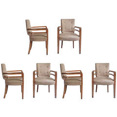 Set of Six French Art Deco Bridge Chairs