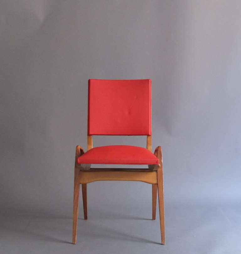 Mid-Century Modern Set of 6 French 1950's Chairs