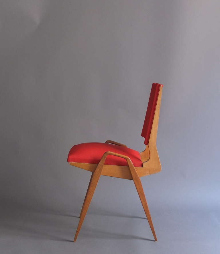 Mid-20th Century Set of 6 French 1950's Chairs