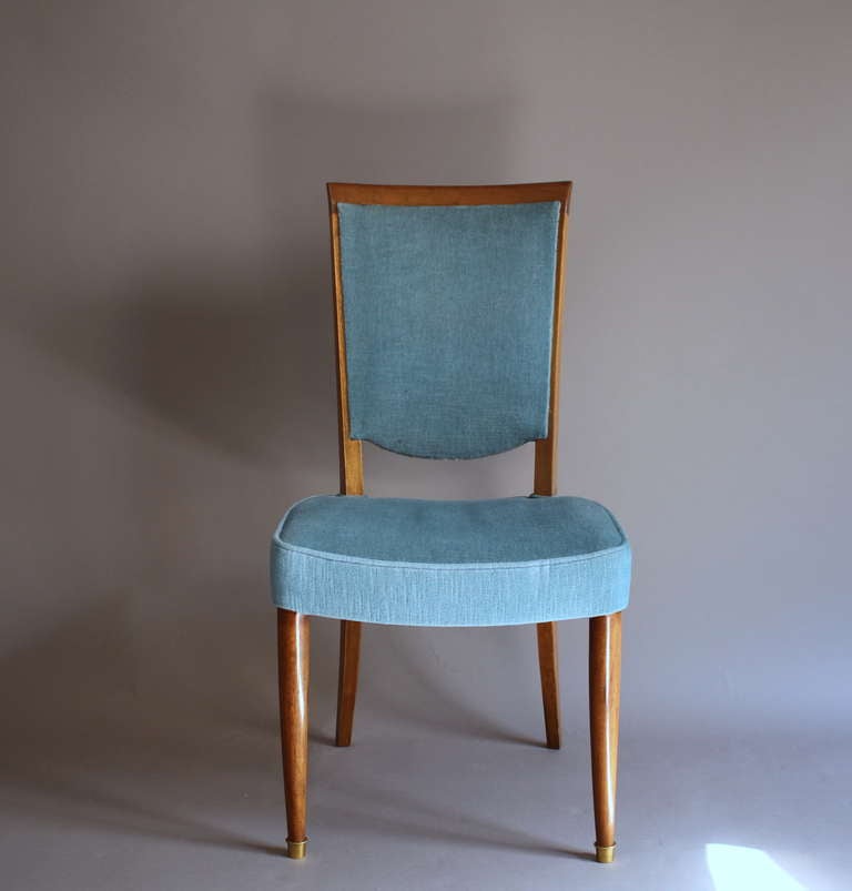 Mid-Century Modern Set of Six Fine French 1950s Dining Chairs by Leleu