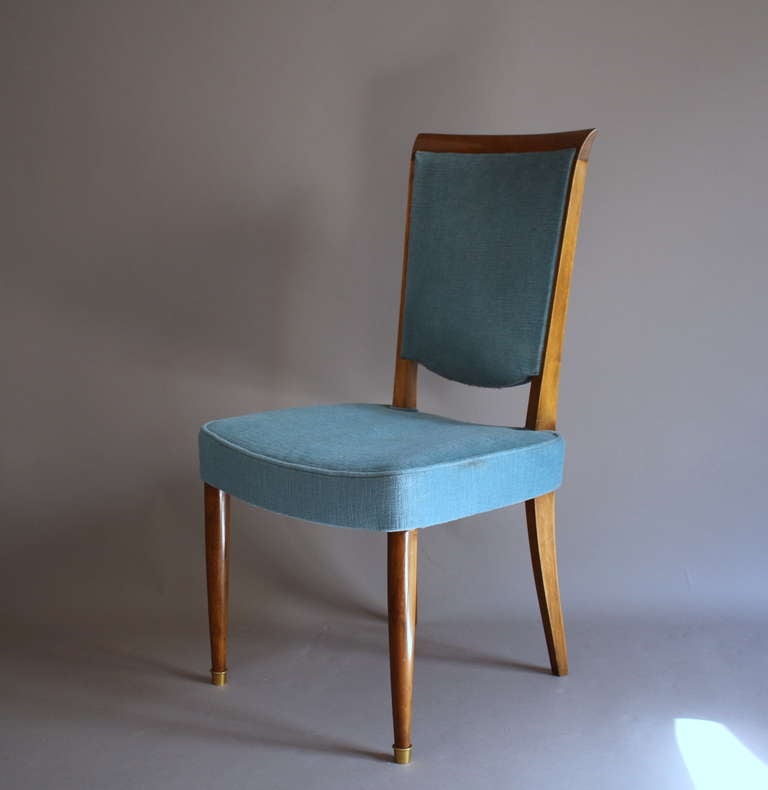 Set of Six Fine French 1950s Dining Chairs by Leleu In Good Condition In Long Island City, NY