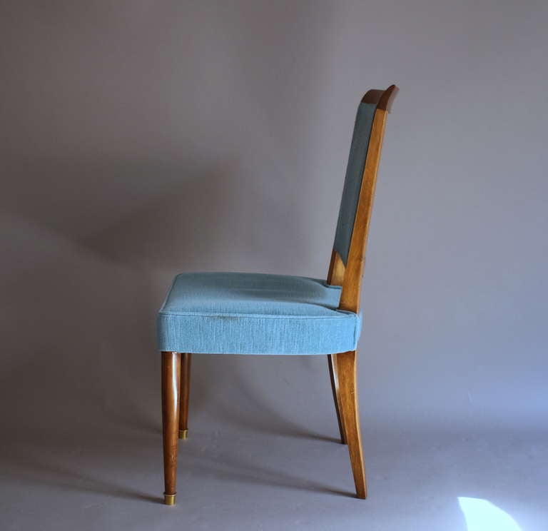 Mid-20th Century Set of Six Fine French 1950s Dining Chairs by Leleu
