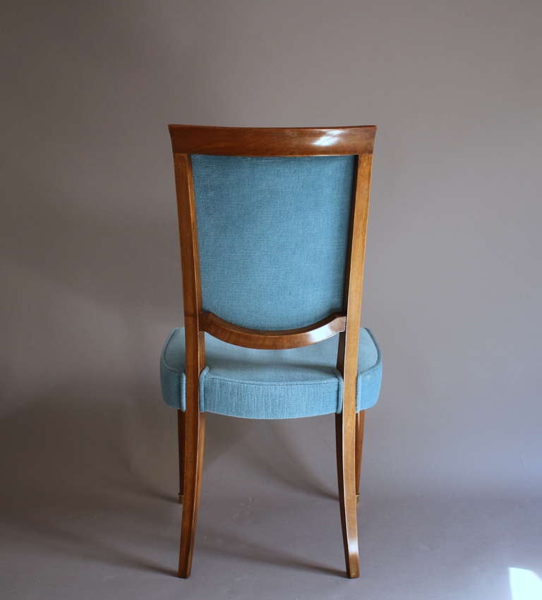 Set of Six Fine French 1950s Dining Chairs by Leleu 2