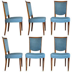 Set of Six Fine French 1950s Dining Chairs by Leleu