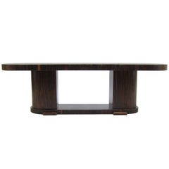 Vintage Large FineFrench Art Deco Macassar Ebony Oval Dining Table