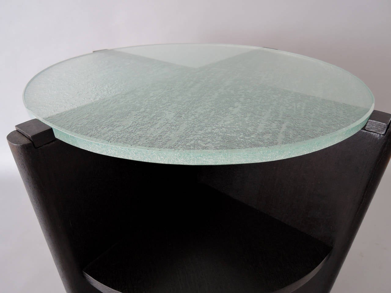 French Art Deco Ebonized Oak and St. Gobain Slab Glass Top Gueridon 4