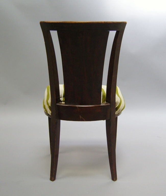 A Set of Six French Art Deco Mahogany Dining Chairs by Gaston Poisson For Sale 1