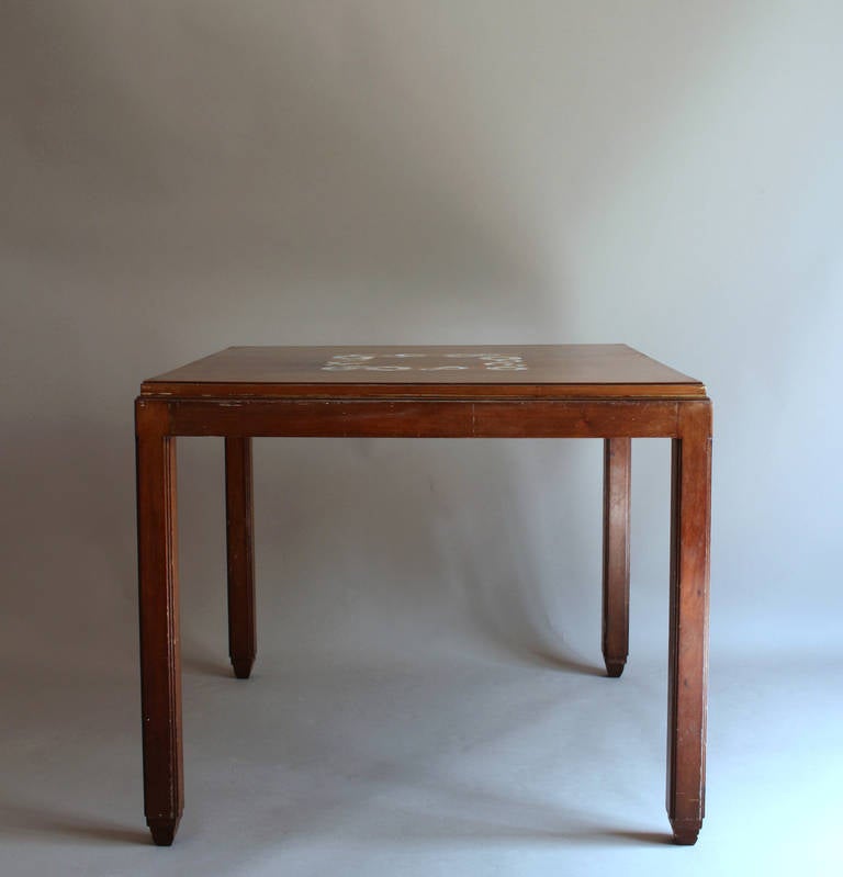 Fine French Art Deco Side or Game Table by Paul Follot In Good Condition In Long Island City, NY
