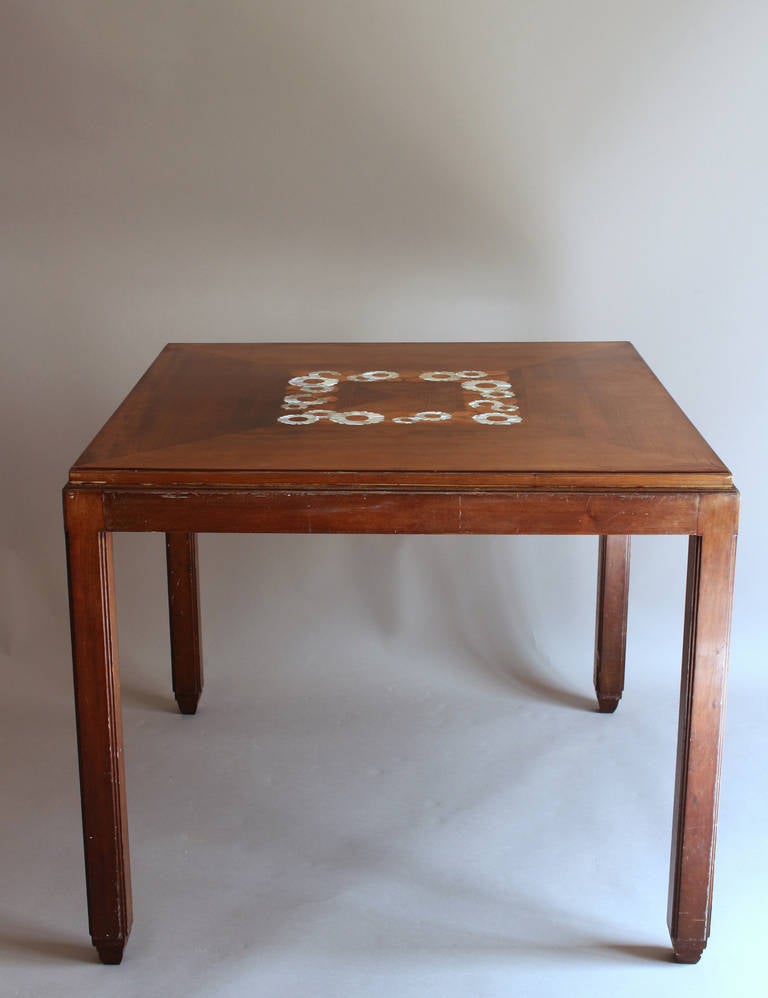Mid-20th Century Fine French Art Deco Side or Game Table by Paul Follot