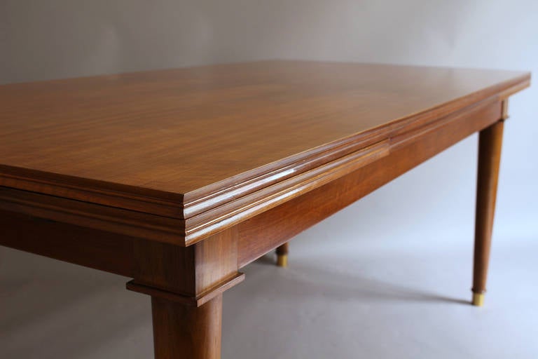A Fine French Art Deco Walnut Extendable Dining Table by Jules Leleu 4