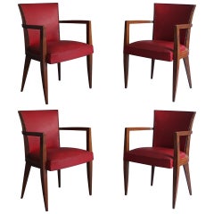 Set of Four French Art Deco Bridge Chairs