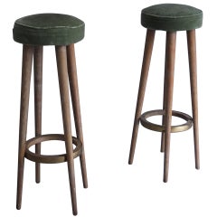 Vintage A Pair of French Art Deco Bar Stools