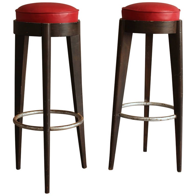 Pair of French Art Deco Bar Stools at 1stdibs