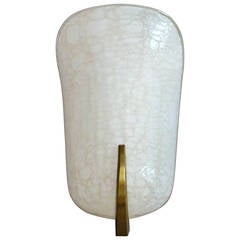 Fine French, 1950s "Craquele" White Glass Sconce by Jean Perzel 1