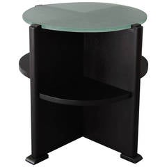 French Art Deco Ebonized Oak and St. Gobain Slab Glass Top Gueridon