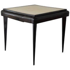 French 1970s Black Lacquered & Parchment Game Table