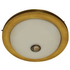 French Bronze and White Glass Flush Mount by Perzel