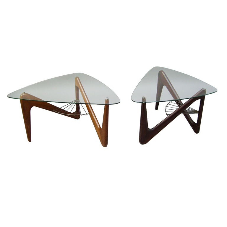 2 fine French art Deco Side Tables attributed to Louis Sognot