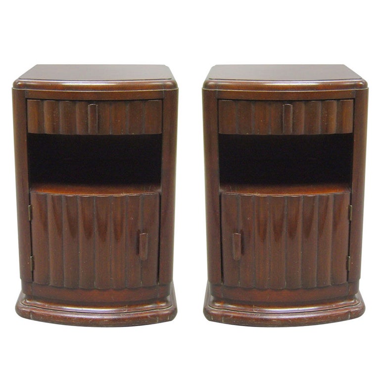 Pair of Fine French Art Deco Mahogany Side Tables