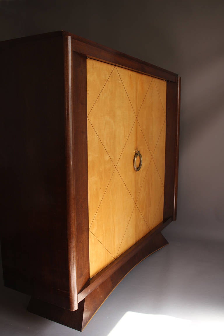 Mid-20th Century Fine French Art Deco Rosewood and Sycamore Two Doors Armoire