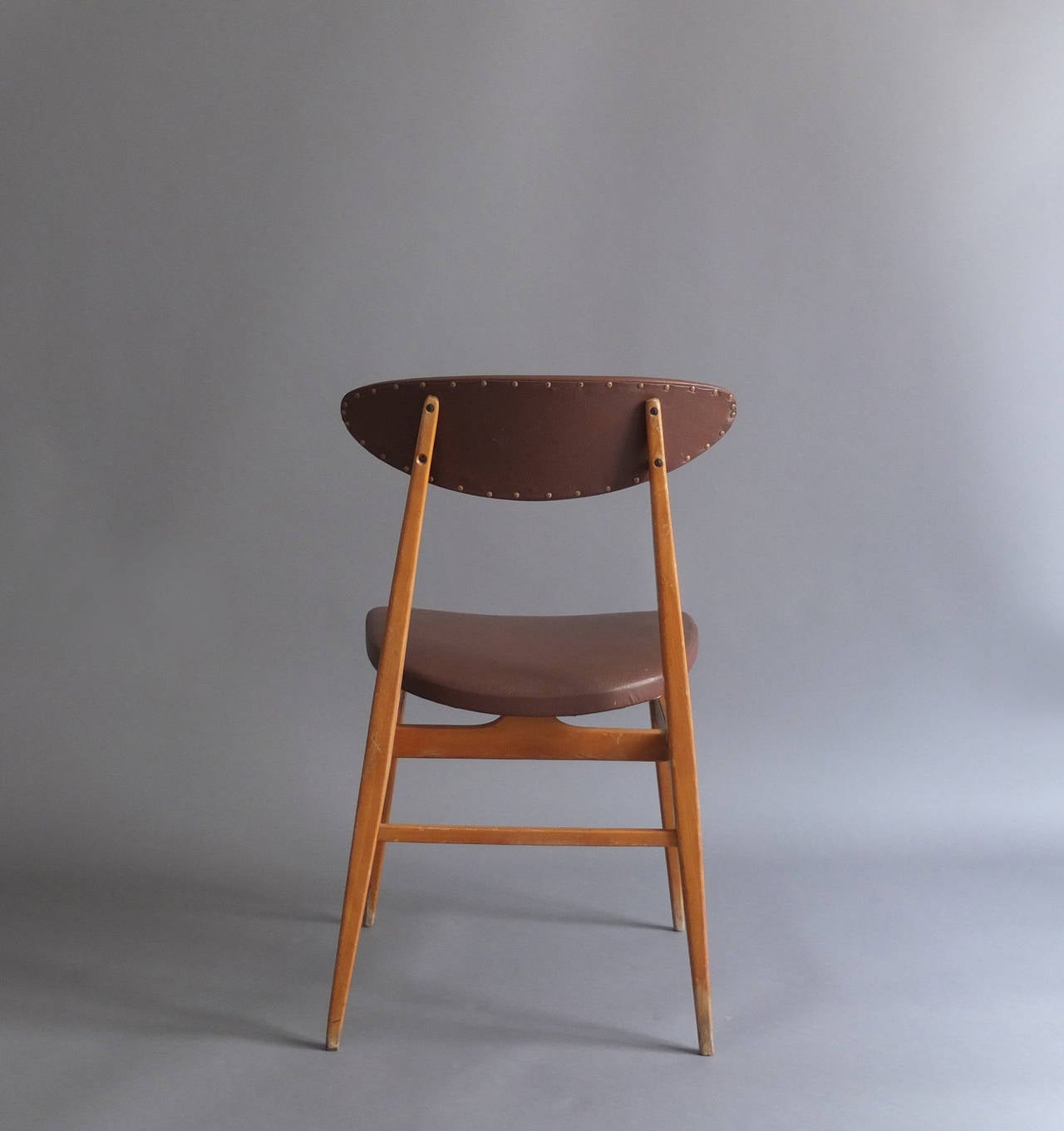 Mid-20th Century 8 French 1950s Dining / Side Beech Chairs For Sale