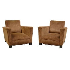 Pair of French Art Deco Club Chairs.