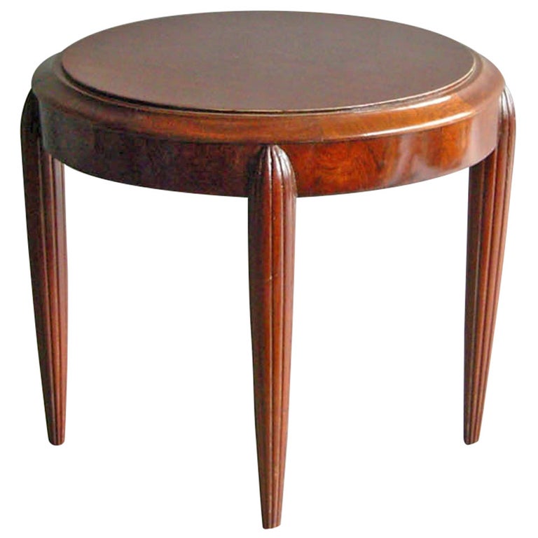 A Small French Art Deco Round Mahogany, Mahogany Round Side Table
