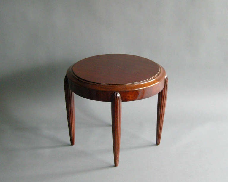 20th Century A Small French Art Deco round Mahogany side table