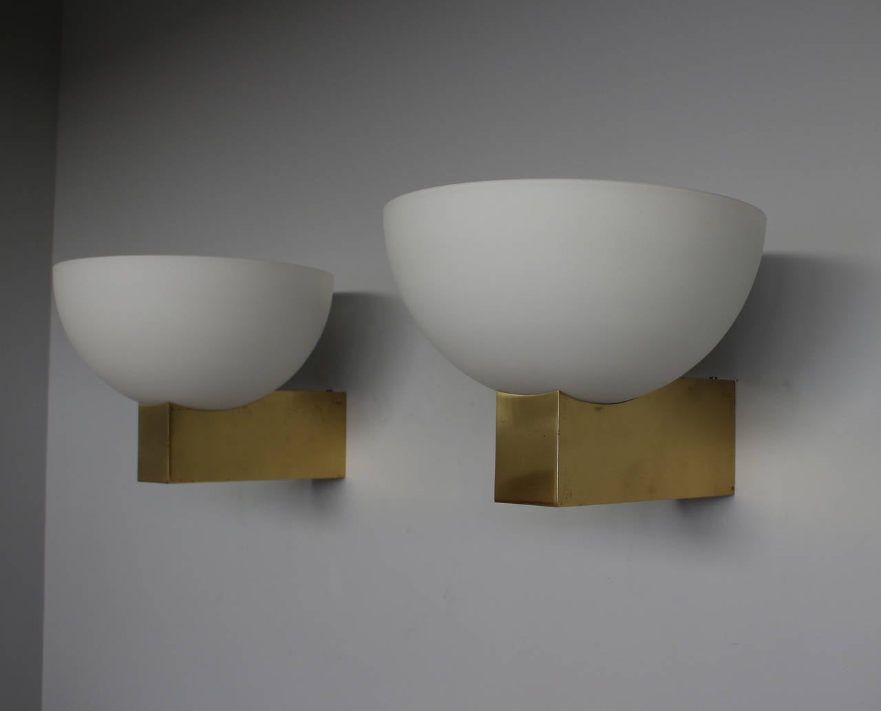 Mid-20th Century French Art Deco Bronze and White Glass Sconces by Jean Perzel (10 available) For Sale
