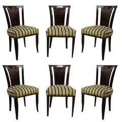 Set of Six French Art Deco Chairs by Gaston Poisson 2