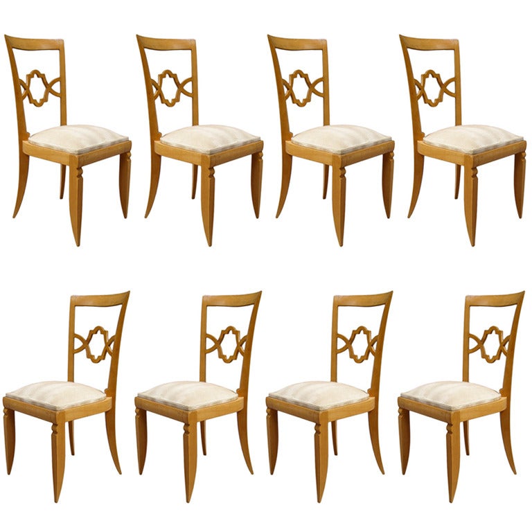 Set of 10 + 2 arms French Art Deco Chairs