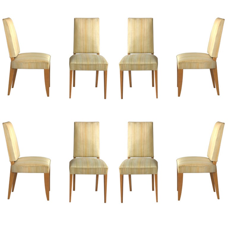 Set of Eight Art Deco Chairs by Pierre Bloch and Charles Dudouyt