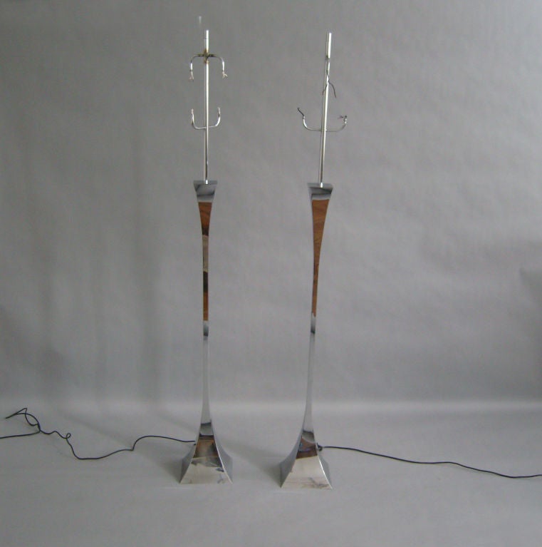Mid-Century Modern Two Chromed Floor Lamp by A. Montagna Grillo and A. Tonello For Sale