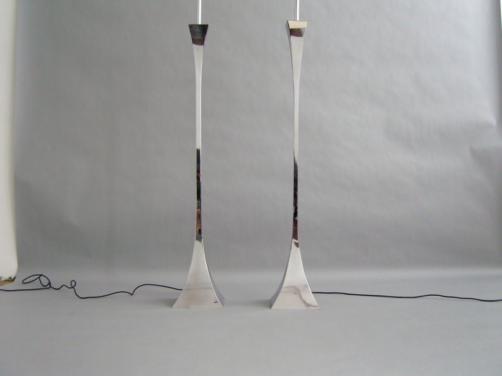 Italian Two Chromed Floor Lamp by A. Montagna Grillo and A. Tonello For Sale