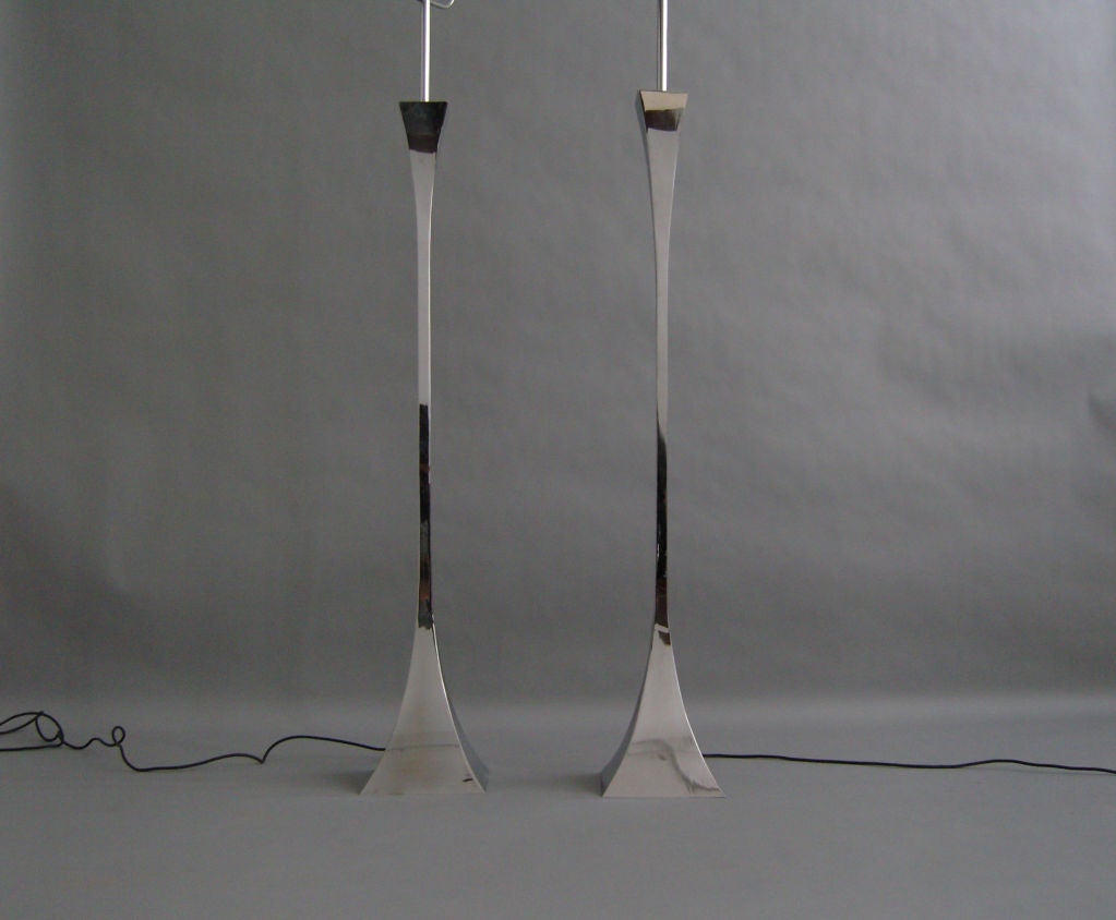 Two Chromed Floor Lamp by A. Montagna Grillo and A. Tonello In Good Condition For Sale In Long Island City, NY