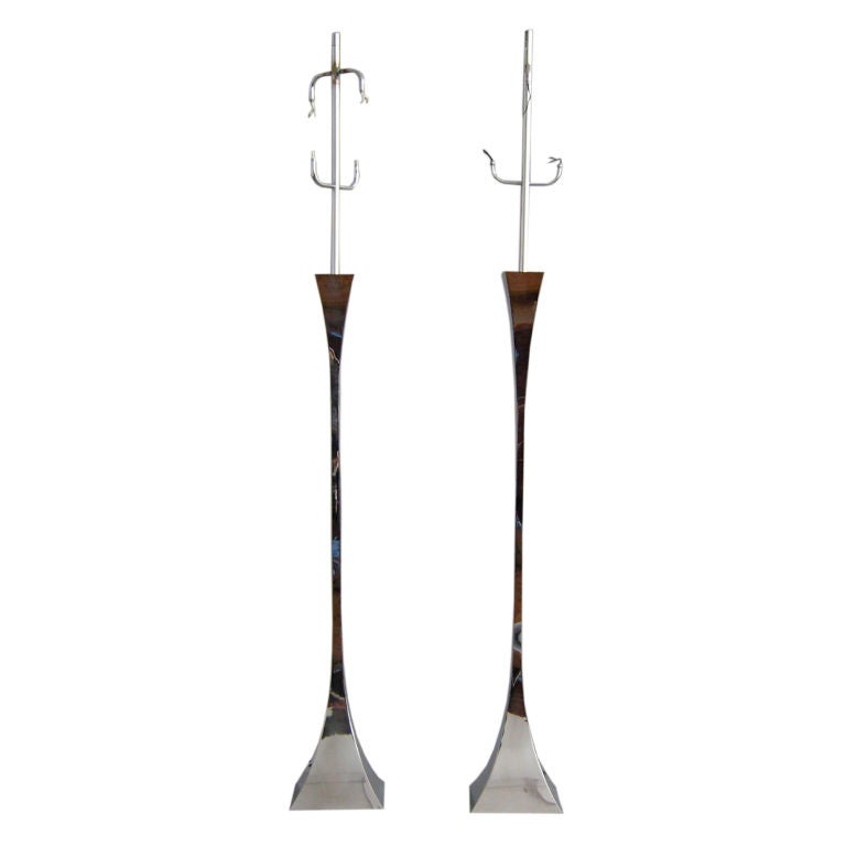 Two Chromed Floor Lamp by A. Montagna Grillo and A. Tonello For Sale