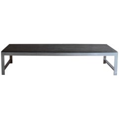 Retro A Large Fine French 1970s Metal and Slate Coffee Table