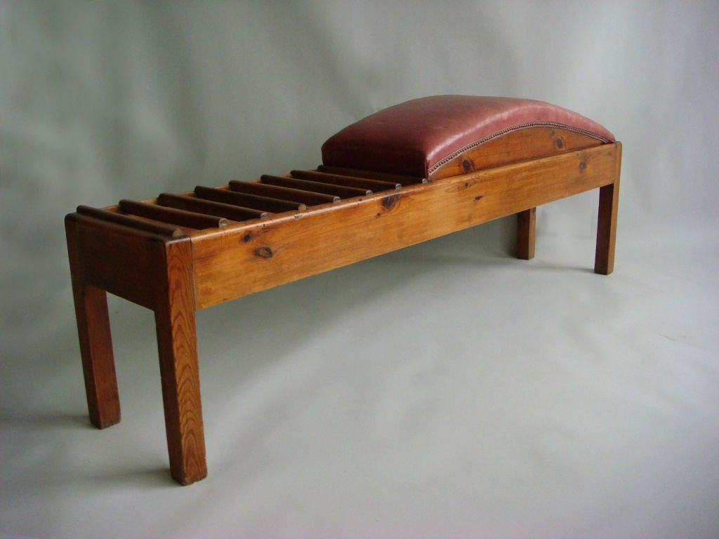 French unusual 1940s Pine bench
