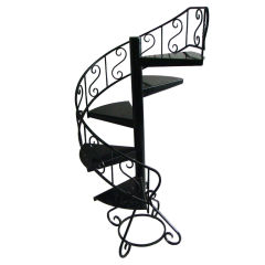 French, 1940s Black Metal Circular Display Staircase 6