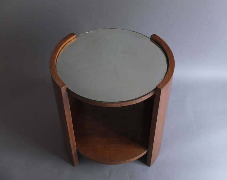 A Fine French Art Deco Rosewood Gueridon with a Mirrored Top 2